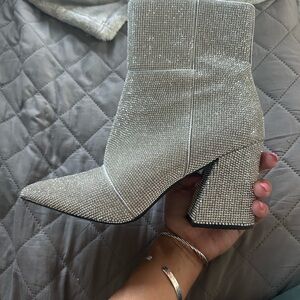 Madden Girl Sparkling Silver Heeled Boots